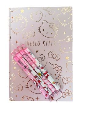 Hello Kitty Pink Decorative Gel Pen Set with Gold Foil